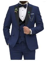 Klassisch Herren Hochzeitsgast Anzug | Dreiteiliger – Marineblau