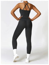 Hochwertige Fitness Kleidung mit Langärmligen Oberteilen und Hochtaillierten Leggings – Schwarz