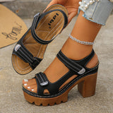 Bellatrix™ Plateau-Sandalen Mit Blockabsatz und Verstellbaren Riemen – Schwarz