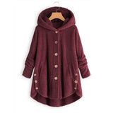 Stylische Fleece Jacke für Damen | Mit Kapuze – Rot