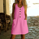 Livora™ Kleid Mit Eleganten Knöpfen Und Fronttaschen – Pink