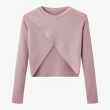 Elegantes Satinkleid - Stricktop-Kombinationsset – Rosa Stricktop