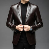 Mikkel™ Lederjacke im Blazer-Stil aus Premium-Leder mit minimalistischem Design – Dunkelbraun