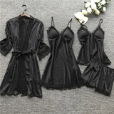 Luna - Nachtwäsche Set mit Spitze – Schwarz