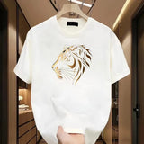 Varkon™ T-Shirt mit Tiger-Gold Print und Premium-Look – Weiß