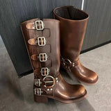 Damen Stiefel | Biker-Form mit definierter Laufsohle und Schaft – Braun