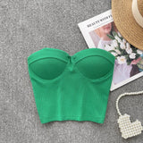Bustier-Top mit Rippstruktur und geformten Cups für Damen – Hellgrün