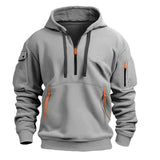 Pullover Herren Mit Kapuze | Halbreißverschluss Outdoor Stil – Grau