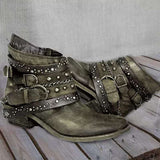 Damen Stiefeletten Cowboystiefel | Spitz – Grün
