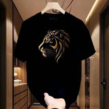 Varkon™ T-Shirt mit Tiger-Gold Print und Premium-Look – Schwarz