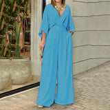 Bellavie™-Overall mit fließendem Hosenbeinschnitt und betonter Taille – Blau