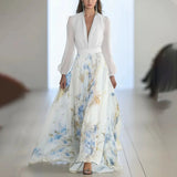 Zdravka – Maxi Kleid Mit Blumen Muster – Weiß