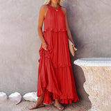 Munalisa - Maxikleid Mit Rüschen – Rot