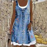 Natasza – Weiches Und Elegantes Jeanskleid – Blumenmuster