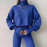 Damen Pullover Hosen Set – Blau