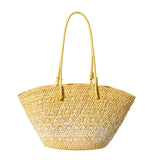 Französische Luxus Strandtasche Damen – Handgefertigte Raffia Sommertasche – Gelb
