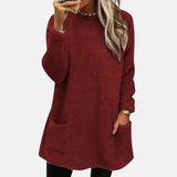 Oriella - Weicher Fleece Pullover Mit Tasche – Rot