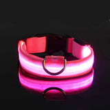 Hundehalsband aus Nylon mit LED-Beleuchtung für mehr Sicherheit bei Nacht, leuchtet im Dunkeln – Pink
