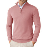 Herren-Pullover mit Halbreißverschluss | strukturierte Ausführung – Rosa