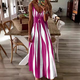 Calenna™ Kleid mit Vertikalen Streifen und V-Ausschnitt – Rosa