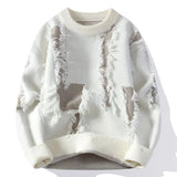 Samir – Patchwork Strickpullover – Weiß