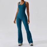 Alira | Yoga Einteiler Mit Figurbetontem Design & Flare-Bein – Tiefseeblau