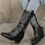 Moderne Cowboystiefel für Damen | Blockabsatz – Schwarz