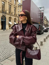 Jahrgang-Kurzjacke für Damen | Langarm – Dunkelrot