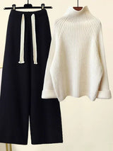 Winterstrickset - wärme und stil in einem eleganten outfit – Set Schwarz und Weiß