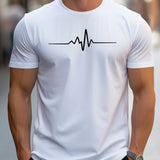 Herren Slim Fit Kurzarm T-Shirt | Herzschlag Print – Weiß