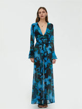Corinne | Bedrucktes geteiltes Kleid für Damen – Blau
