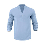 Orvian™ Hemd aus Premium-Leinen mit Minimalistischem Henley-Kragen – Hellblau