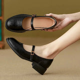 Donia – Bequeme Lederschuhe Mit Riemen – Schwarz