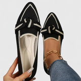 Peyton | Spitze Zehe Flache Sohle Ballerinas – Schwarz