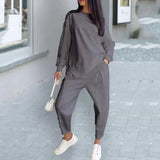 Eva™ Set mit asymmetrisch geschnittenem Sweatshirt und Jogginghose mit Taschen – Grau