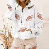 Touchdown Glam™ Hoodie aus Premium-Baumwolle mit Kapuze und Sportlichem Pailletten-Design / Glamour und Komfort in Perfekter Balance! – Weiß