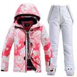 Damen Winter Skianzug | Jacke und Hose – Rosa / Weiß