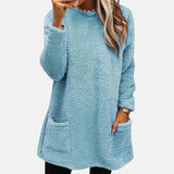 Oriella - Weicher Fleece Pullover Mit Tasche – Blau