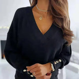 Sylvia - eleganter damenpullover mit v-ausschnitt – Schwarz