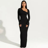 Damen-Maxikleid mit fließender Länge | klare Silhouette – Schwarz