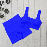 Nahtloses, Hochgeschnittenes Yoga und Fitness Outfit – Dunkles Buletten-Set