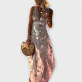 Almera – Leichtes Maxikleid mit goldenen Reflexen – Rosa