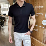 Alexander | Spitzer Kragen Slim-Fit Poloshirt – Schwarz