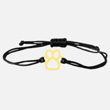 ELINE – Elegantes verstellbares Pfotenarmband mit schwarzer und roter Kordel für stilvollen Ausdruck – Mitternachtsschwarz Gold