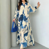 Yumi™ Maxikleid aus Premium-Viskose mit Knopfleiste Vorne – Blau