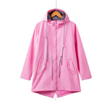 Damen Kapuze Wasserdichter Trenchcoat | Lässig – Rosa