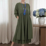 Delmara™ Kleid mit Lockerer Passform und Minimalistischem Stil – Grün