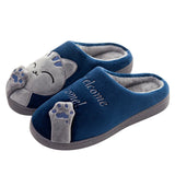 Damen Hausschuhe mit Katzen-Design | Weich und Warme – Dunkelblau