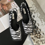 Elegante Sandalen mit quadrater Zehe für Damen - Lea – Zebra