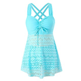 Loriane – Prämie Badeanzug Mit Spitzen Halter – Hellblau